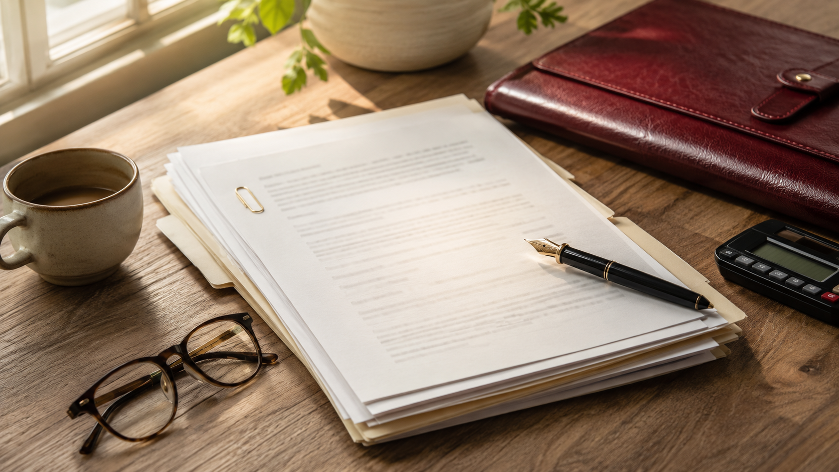 Arizona probate cost paperwork and calculator on a certified legal document preparer's desk in Gilbert AZ